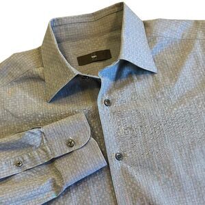 Zenga Light Gray Check City Slim Fit Long Sleeve‎ Button Up Shirt 41 / 16 (L)